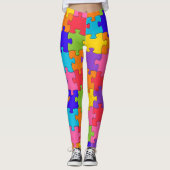 Puzzle Muster Jigsaw - Multicolor Stücke Leggings (Vorderseite)