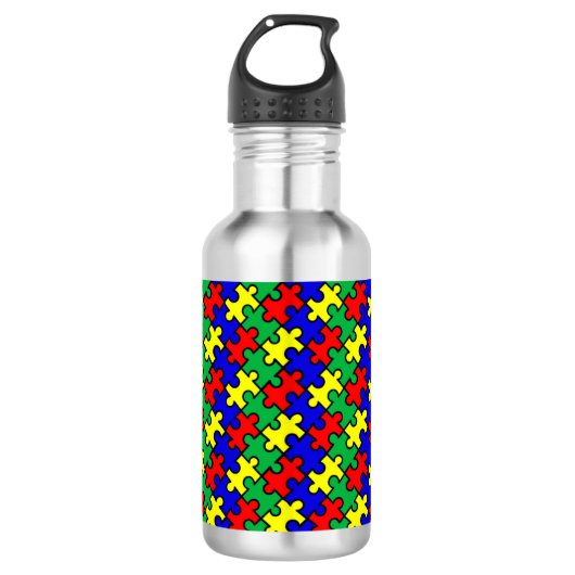 Puzzle nahtloses Muster Edelstahlflasche (Vorderseite)