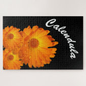 Puzzle - orange Calendula Blume Wassertropfen (Horizontal)