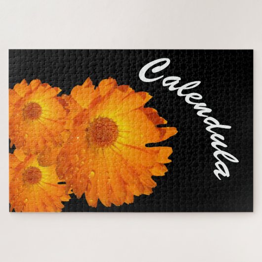 Puzzle - orange Calendula Blume Wassertropfen (Horizontal)