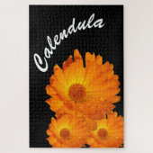 Puzzle - orange Calendula Blume Wassertropfen (Vertikal)