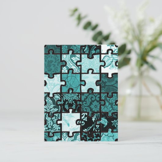 Puzzle Patchwork Postkarte (Stehend Vorderseite)