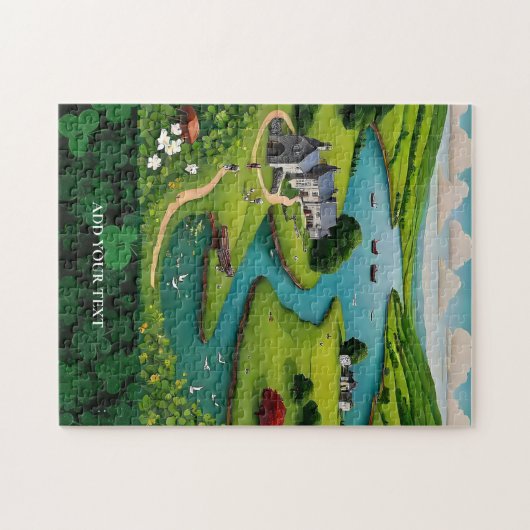 Puzzle Personalisierte Landschaft mit irischem The (Horizontal)