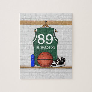 Puzzle personalisierter grüner Basketball-Jerseys