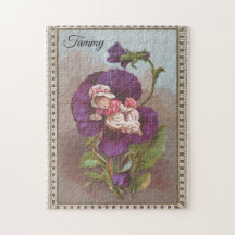 PUZZLE Personalisiertes Vintage-Lila-Stiefmütterch