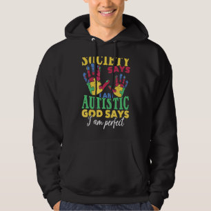 Puzzle Piece Hand Gott sagt, ich bin perfekt Autis Hoodie