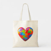 Puzzle Piece Herz Tote Bag Tragetasche (Rückseite)