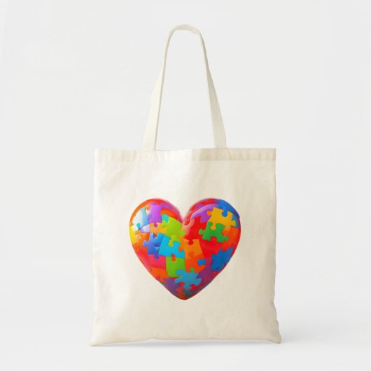 Puzzle Piece Herz Tote Bag Tragetasche (Vorne)