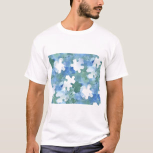 Puzzle Piece in blau und grün gestrichen T-Shirt