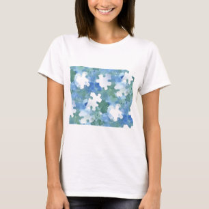 Puzzle Piece in blau und grün gestrichen T-Shirt