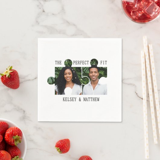 Puzzle Piece Photo Perfect Fit Wedding Serviette (Beispiel)