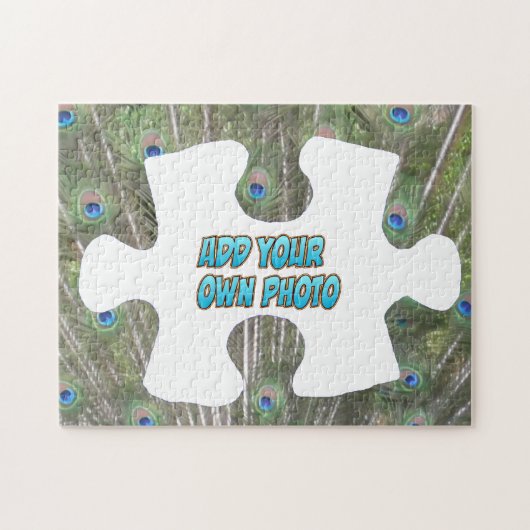 Puzzle Piece Puzzle: Pfauenfedern, Foto hinzufügen (Horizontal)