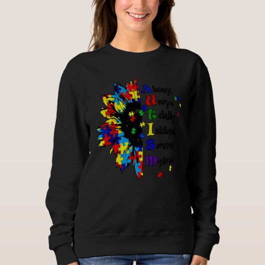 Puzzle Piece Sonnenblumen Autismus Sensibilisierun Sweatshirt (Vorderseite)