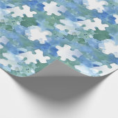 Puzzle Piece Wrapping Paper in Blau und Grün Geschenkpapier (Ecke)