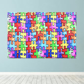 PUZZLE PIECES AUTISM 3 Panel Leinwand Mauer Art (Insitu (Holzboden))
