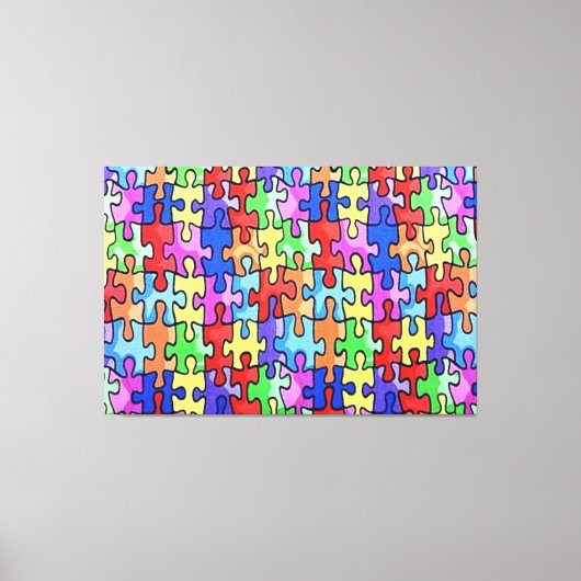 PUZZLE PIECES AUTISM 3 Panel Leinwand Mauer Art (Vorderseite)