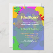 Puzzle Pieces Boy Baby Dusche Einladung (Vorderseite)