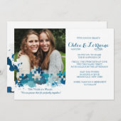 Puzzle Pieces Foto Hochzeit Einladung (Vorne/Hinten)