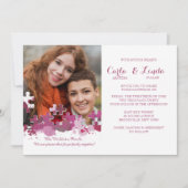 Puzzle Pieces Foto Hochzeitsrosa Einladung (Vorderseite)