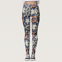 Puzzle Pieces Gears Nahtloses Muster Leggings