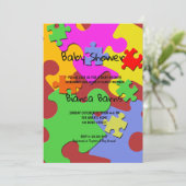 Puzzle Pieces Girl Babydusche Einladung (Stehend Vorderseite)