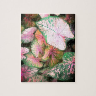 Puzzle pink und grün Blätter Foto Art