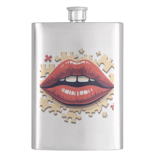 Puzzle-Pop-Lippen Flachmann (Vorderseite)