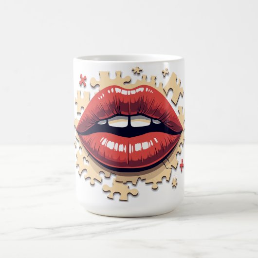 Puzzle-Pop-Lippen Kaffeetasse (Mittel)