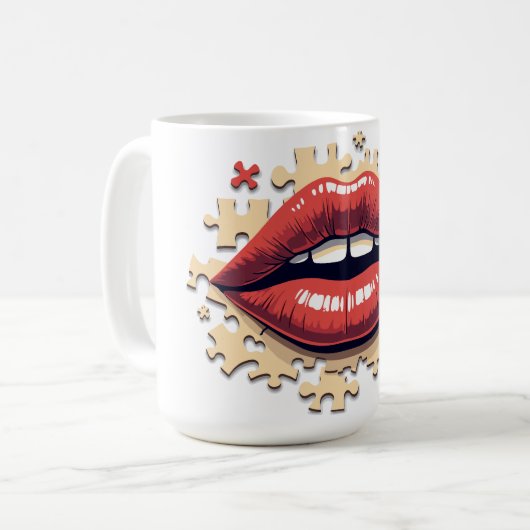 Puzzle-Pop-Lippen Kaffeetasse (Vorderseite Links)