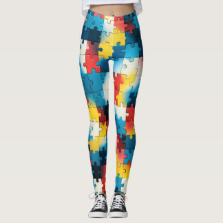 Puzzle Power in lebendigen farbigen Leggings