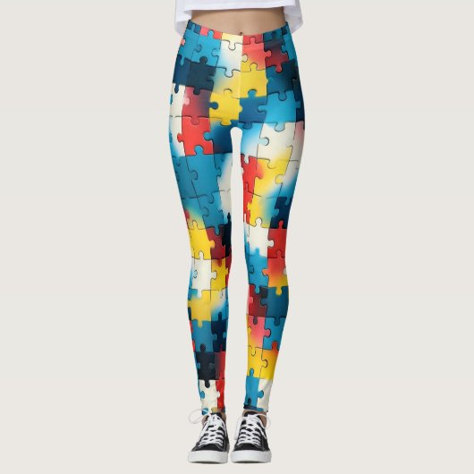 Puzzle Power in vibrant colored Leggings (Vorderseite)