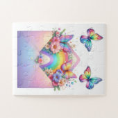 Puzzle- Regenbogen Glitter Schmetterling & Blume  Puzzle (Horizontal)