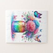 Puzzle-Regenbogen Glitter Schmetterling & Blume  Puzzle (Horizontal)