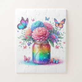 Puzzle-Regenbogen Glitter Schmetterling & Blume  Puzzle