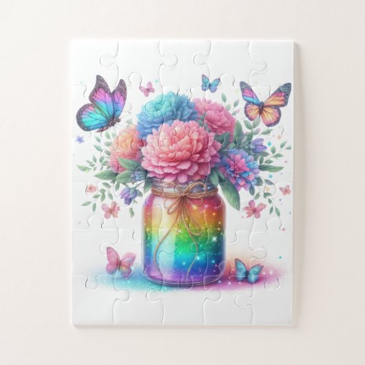 Puzzle-Regenbogen Glitter Schmetterling & Blume  Puzzle (Vertikal)