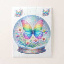 Puzzle-Regenbogen Glitter Schmetterling & Blume