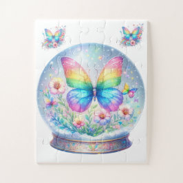Puzzle-Regenbogen Glitter Schmetterling & Blume  Puzzle
