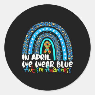 Puzzle Regenbogen Im April Tragen Wir Blau Autismu Runder Aufkleber