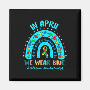 Puzzle Regenbogen im April tragen wir blauen Autis Magnet