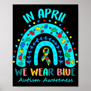 Puzzle Regenbogen im April tragen wir blauen Autis Poster
