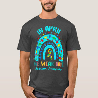 Puzzle Regenbogen im April tragen wir blauen Autis T-Shirt