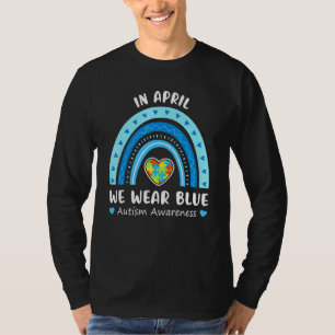 Puzzle Regenbogen im April tragen wir blauen Autis T-Shirt