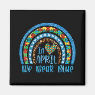 Puzzle Regenbogen im April tragen wir blaues Shirt Magnet