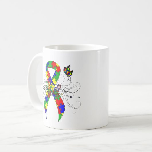 Puzzle Ribbon Butterfly Kaffeetasse (Vorderseite Links)