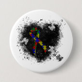 Puzzle Ribbon Grunge Herz Button (Vorderseite)