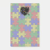 Puzzle Ribbon Grunge Herz Post-it Klebezettel (Vorderseite)