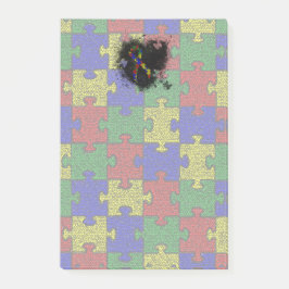 Puzzle Ribbon Grunge Herz Post-it Klebezettel