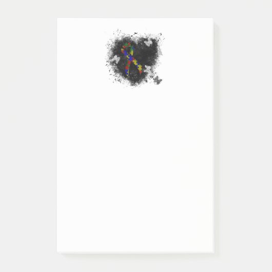 Puzzle Ribbon Grunge Herz Post-it Klebezettel (Vorderseite)