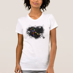 Puzzle Ribbon Grunge Herz T-Shirt