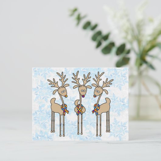 Puzzle Ribbon Rentier - Sensibilisierung für Autis Postkarte (Stehend Vorderseite)